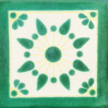Mexican Handpainted Tile Jardin Verde 1025